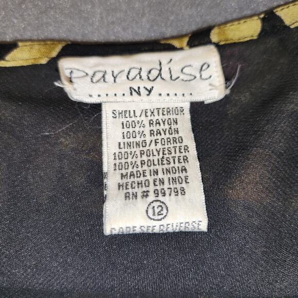 PARADISE NY Vtg 90s Y2K Maxi Dress Womens 12 Black Multi Floral Sequins Cottage - Picture 4 of 12